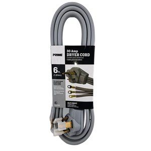 PRIME, Dryer, Indoor Extension Cord, Gray, 6FT, 1PK